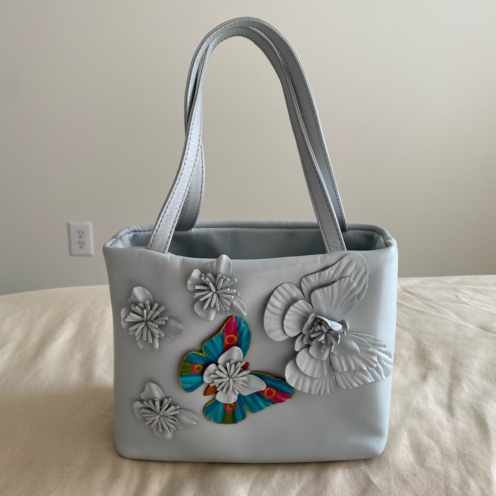 Elegant Italian Paolo Masi light Grayish blue Floral Bag
